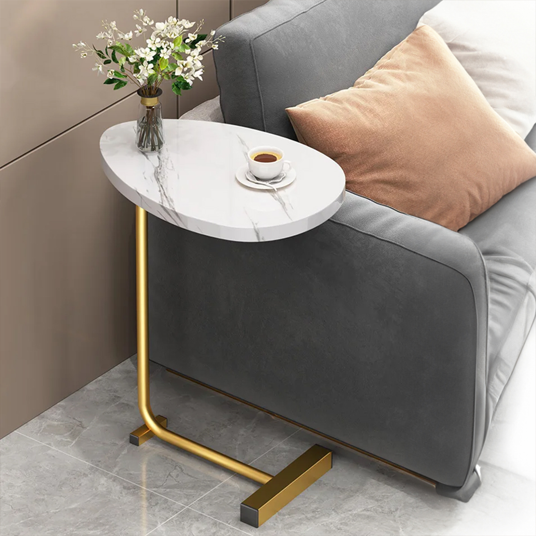 طاولة جانبية معدنية للابتوب والوجبات الخفيفة - تصميم موفر للمساحة لغرفة المعيشة